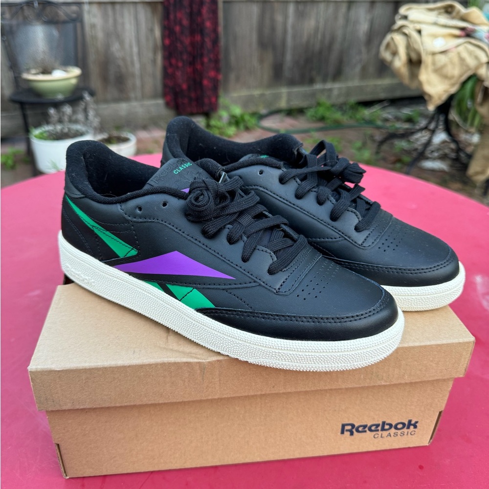 Reebok Black Sneakers with Purple and Green Accents